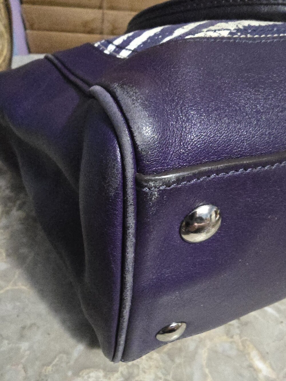 Coach Legacy Candace Purple Zebra Print Leather Satchel Purse - Picture 8 of 14